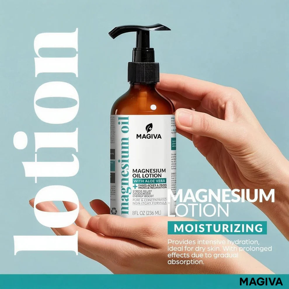 Magnesium Oil Spray (12 oz) + Body Massage Lotion Set 8oz